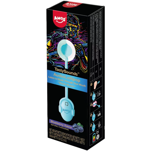 Amos TastySounds Rock Music Audio Lollipop BLUEBERRY Flavour