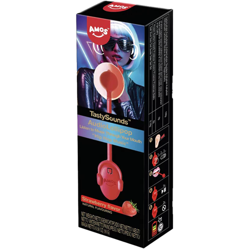 Amos TastySounds Hip Hop Music Audio Lollipop STRAWBERRY Flavour