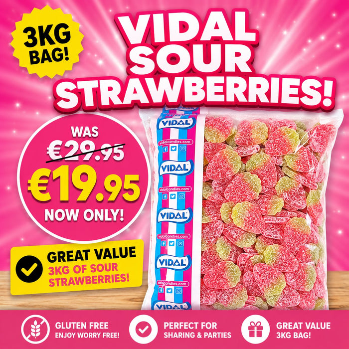 Vidal Sour Strawberries 3kg Bag (Vegan, Gluten Free)