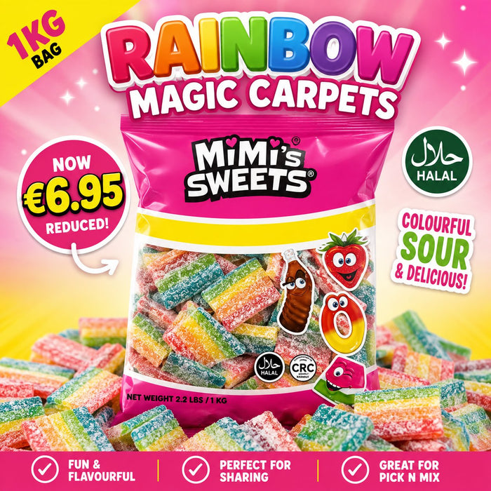 Sour Rainbow Magic Carpets 1kg Bag (Halal)