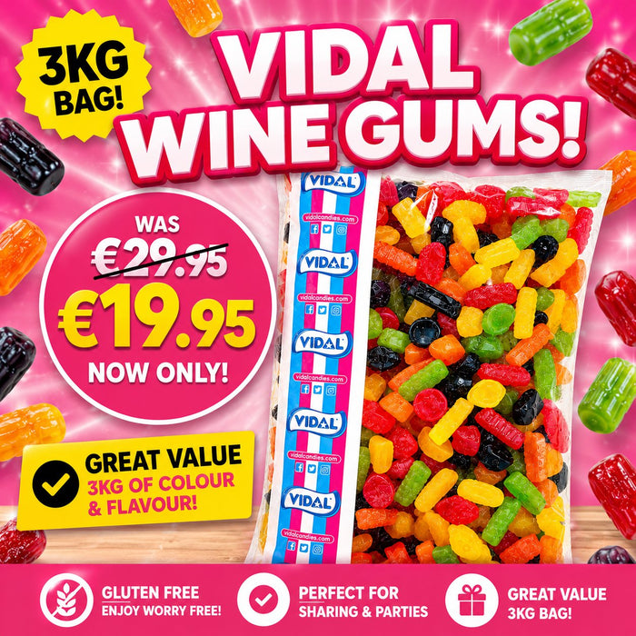 Vidal Wine Gums 3kg Bag (Gluten Free)