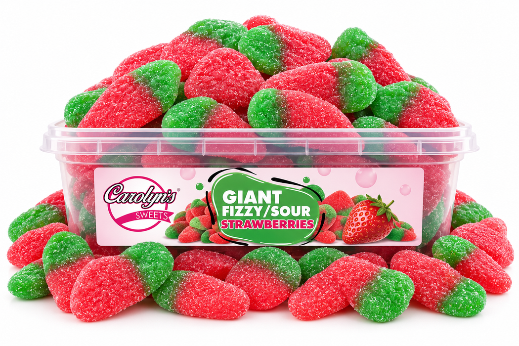 Giant Sour Strawberries TUB - 500g (Gluten Free)