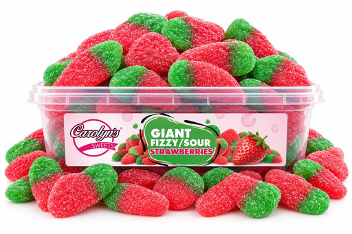 Giant Sour Strawberries TUB - 500g (Gluten Free)
