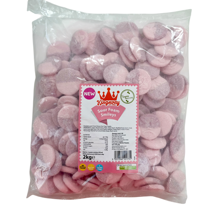 Sour Strawberry & Cherry Foam Smileys (Vegan, Gluten Free)