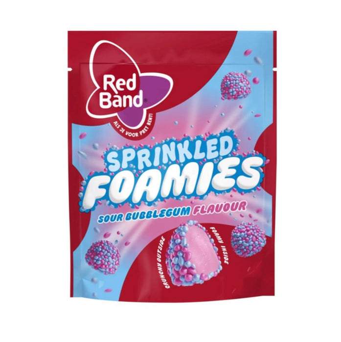 Red Band Sprinkled Foamies Sour Bubblegum - 150g Bag