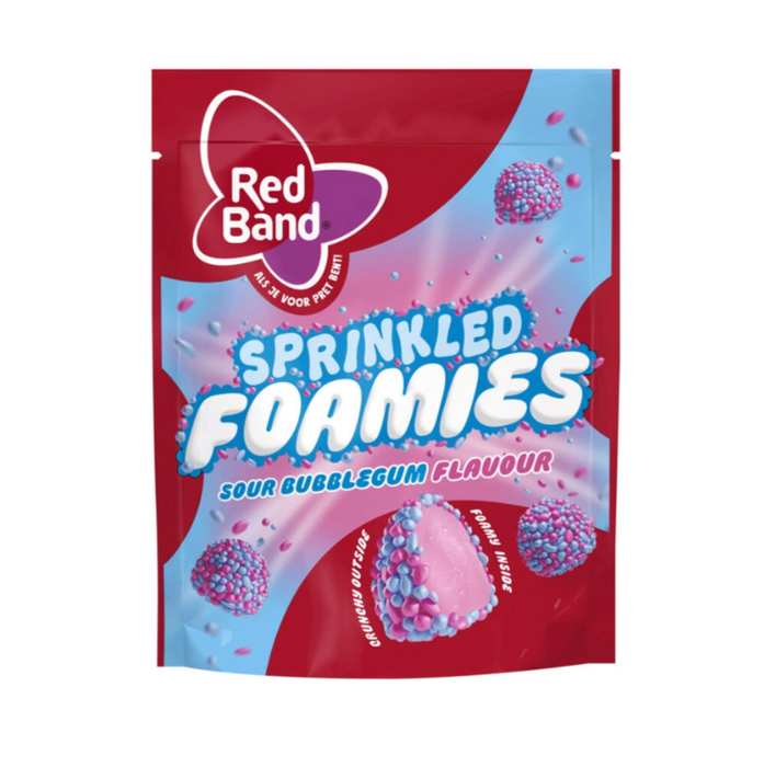 Red Band Sprinkled Foamies Sour Bubblegum - 150g Bag