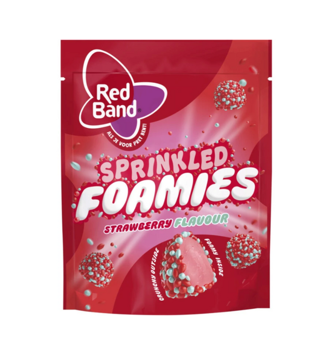 Red Band Sprinkled Foamies Strawberry - 150g Bag