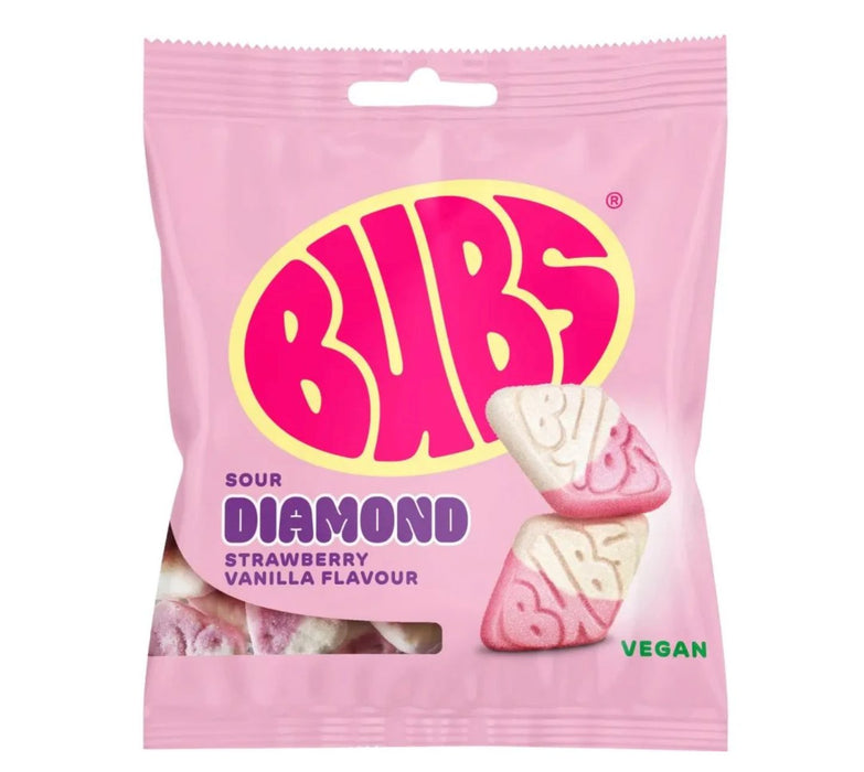 BUBS Sour Strawberry Vanilla Diamond BAG 155g (Vegan)