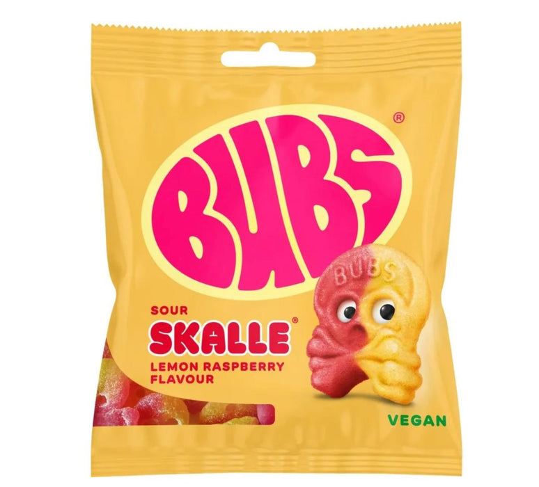 BUBS Sour Lemon Raspberry Mini Skull BAG 155g (Vegan)